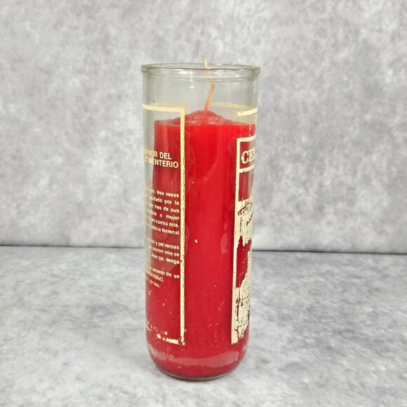 Baron Del Cementerio Red Glass Candle Botanica Shamanic 8.5" - Picture 8 of 10